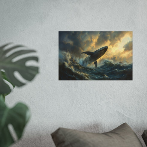 Whale Breaching Sky's Edge Poster