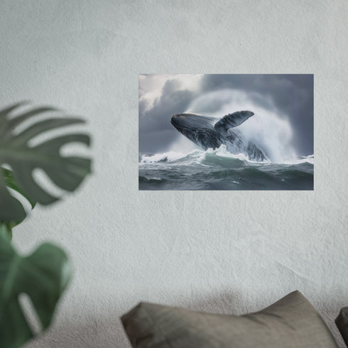 Whale breaching storm sky edge