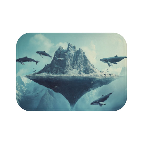 Whale-Filled Floating Mountain Bath Mat
