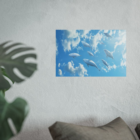 Whales Gracefully Floating in Sky