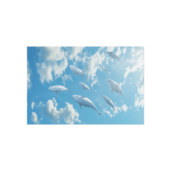 Whales Gracefully Floating in Sky