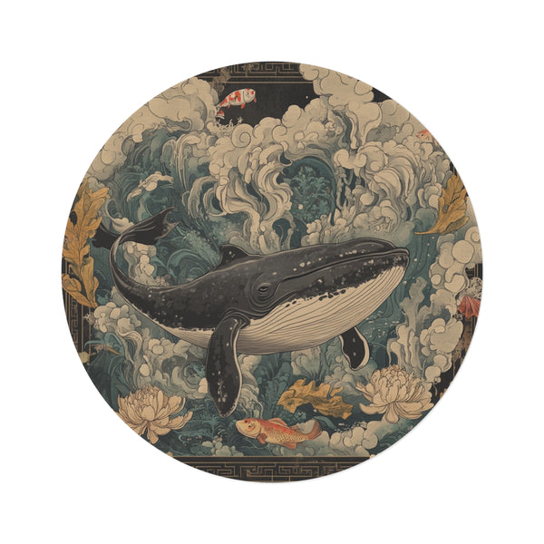 Whale's Undersea Floral Round Rug