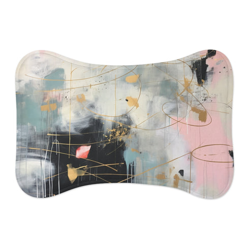 "Whimsical Abstraction Pet Mat: Mint & Gold"