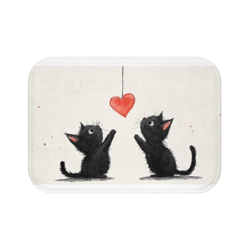 "Whimsical Black Cat Heart Chaser"