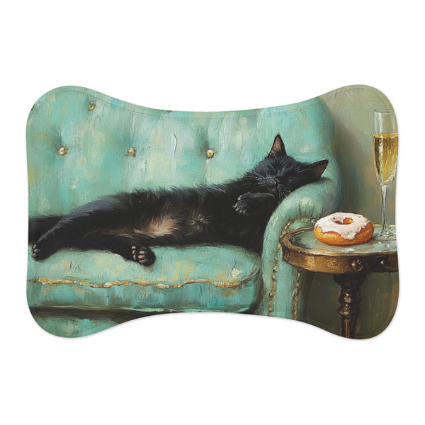 "Whimsical Black Cat Teal Mat"