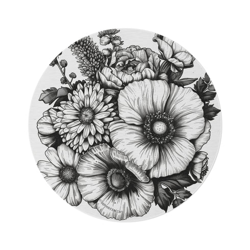 "Whimsical Blooms Round Rug: Add Floral Charm to Any Room!"