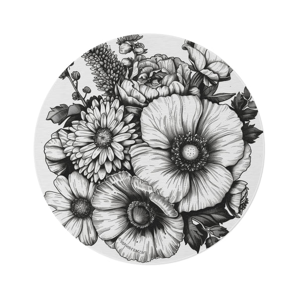 "Whimsical Blooms Round Rug: Add Floral Charm to Any Room!"