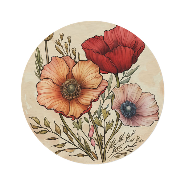 "Whimsical Blooms Round Rug"
