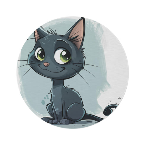 "Whimsical Cartoon Cat Round Rug"