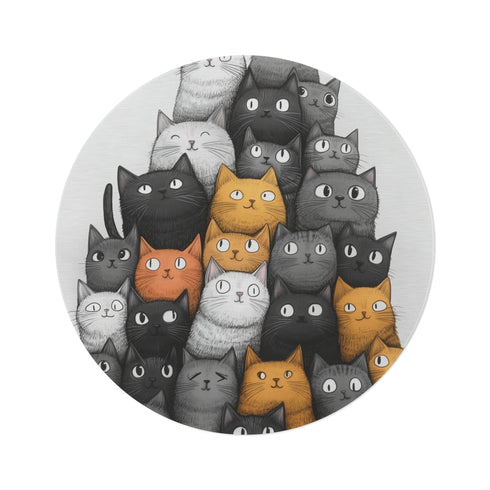 "Whimsical Cartoon Cat Stack Rug"