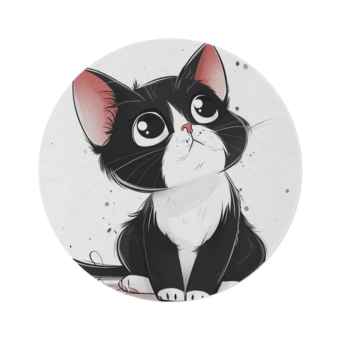 "Whimsical Cat Cartoon Round Rug"