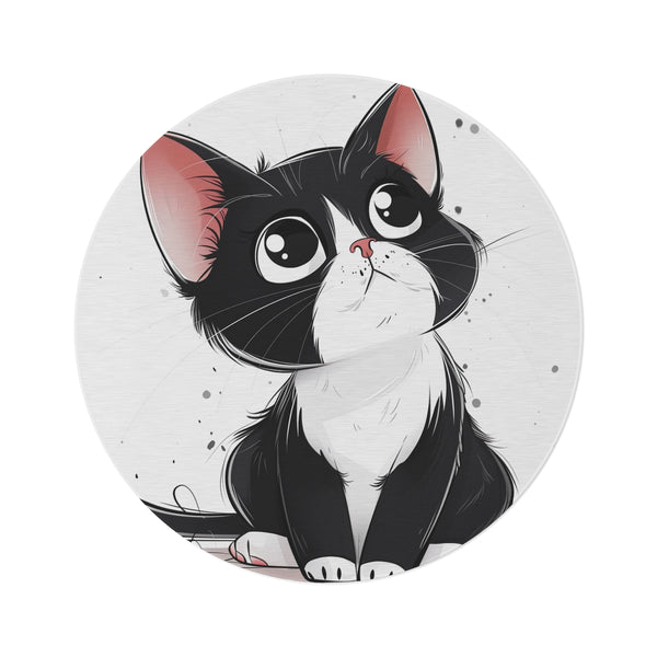 "Whimsical Cat Cartoon Round Rug"