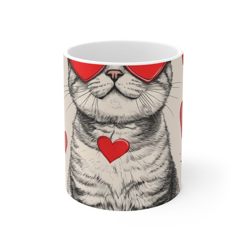 "Whimsical Cat Glass Mug"