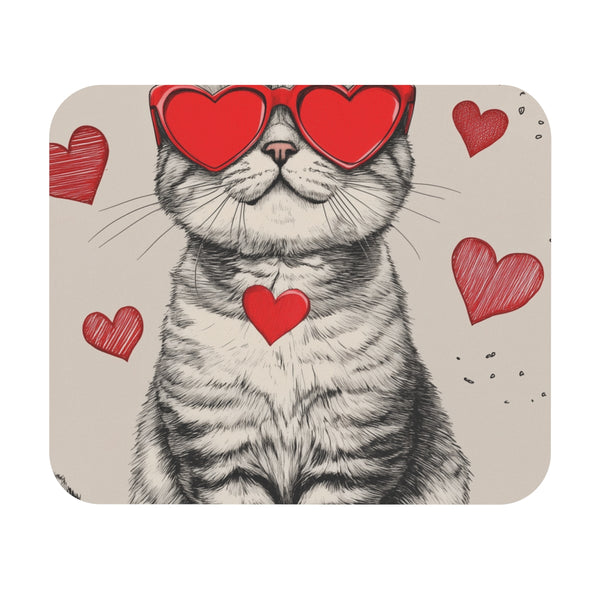 Whimsical Cat Illustration Mouse Pad