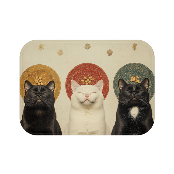 "Whimsical Cat Trio Bath Mat"
