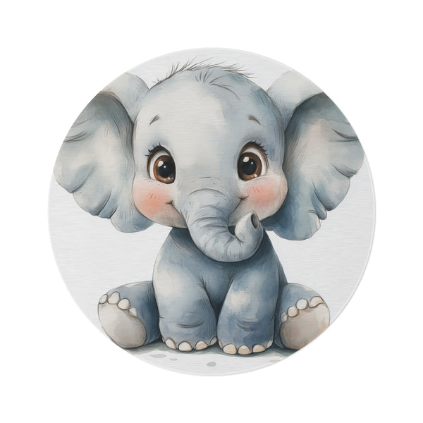 "Whimsical Elephant Watercolor Rug"