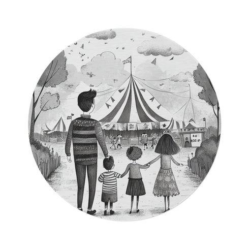 "Whimsical Family Adventure Round Rug"