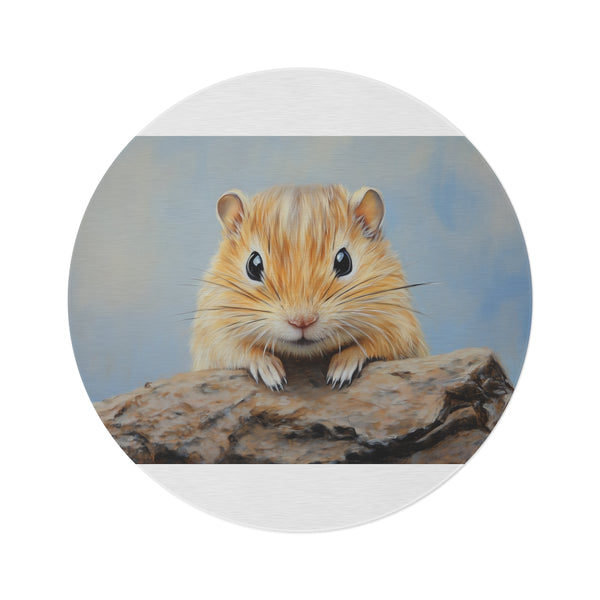 "Whimsical Gerbil Painting Round Rug"