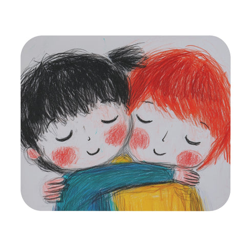 Whimsical Kids Hugging Mouse Pad