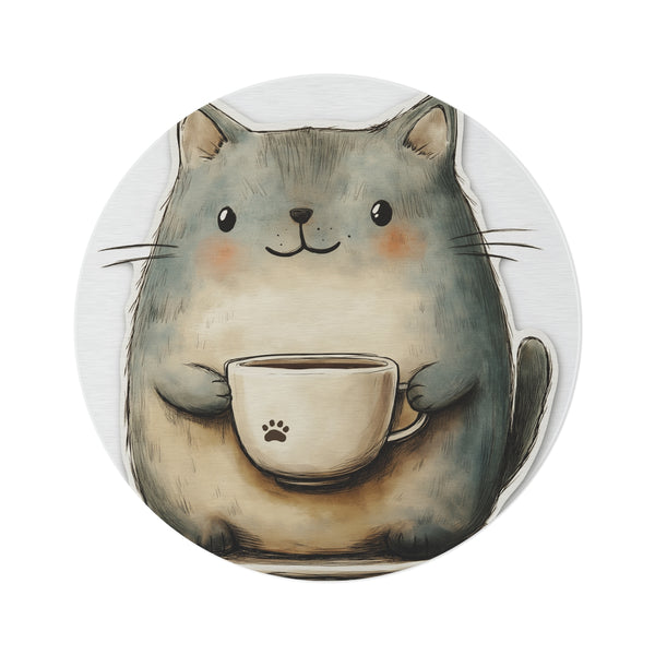 "Whimsical Kitty Peekaboo Round Rug"
