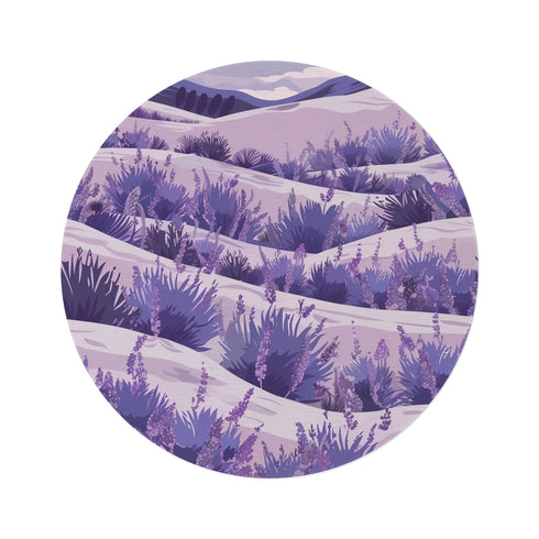 "Whimsical Lavender Fields Round Rug"