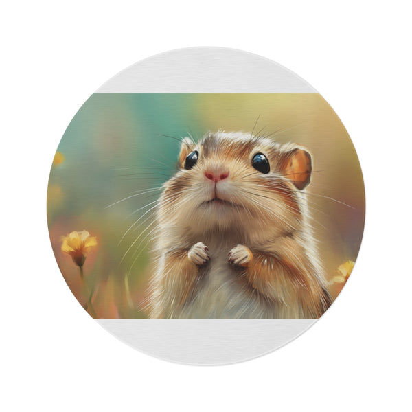 "Whimsical Mongolian Gerbil Round Rug"