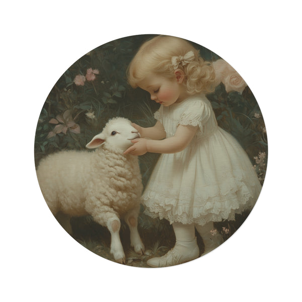 "Whimsical Petting Girl Rug"