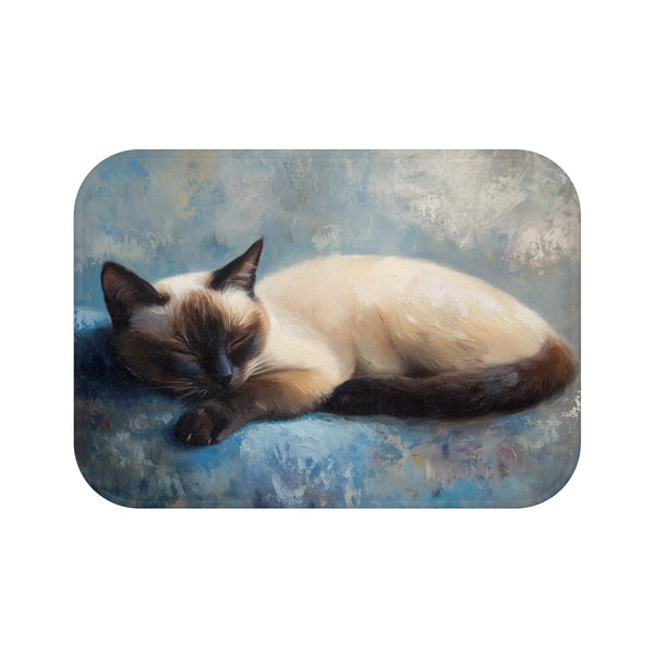 "Whimsical Siamese Cat Bath Mat"
