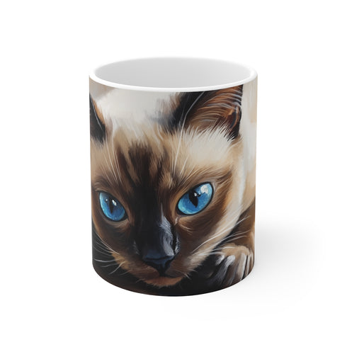 "Whimsical Siamese Cat Coffee Mug"