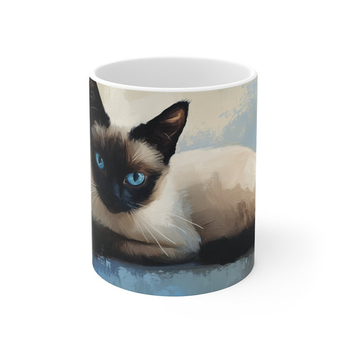 "Whimsical Siamese Cat Mug"