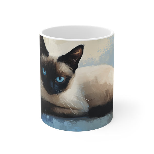 "Whimsical Siamese Cat Mug"