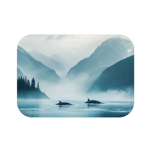 "Whimsical Sky Whale Bath Mat"