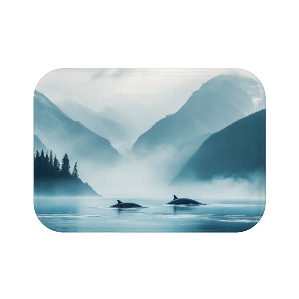 "Whimsical Sky Whale Bath Mat"