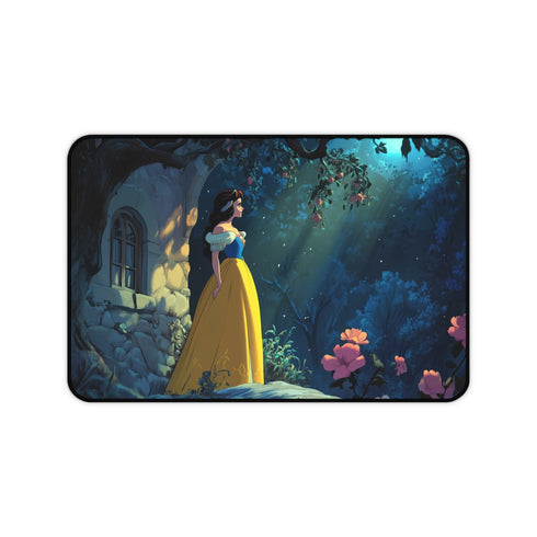 "Whimsical Snow White Cartoon Desk Mat"