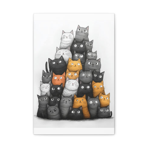 "Whimsical Tower of Playful Cats"