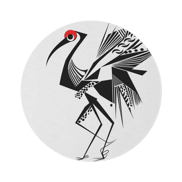 "Whimsical White Abstract Round Rug"