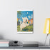 Whimsical white Westie frolicking freely canvas art for dog lovers.