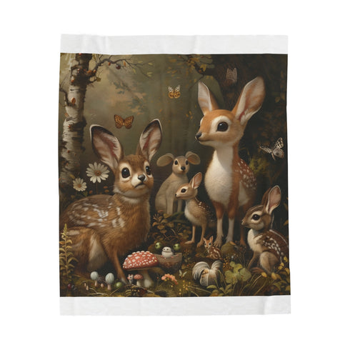 "Whimsical Woodland Creature Plush Blanket"