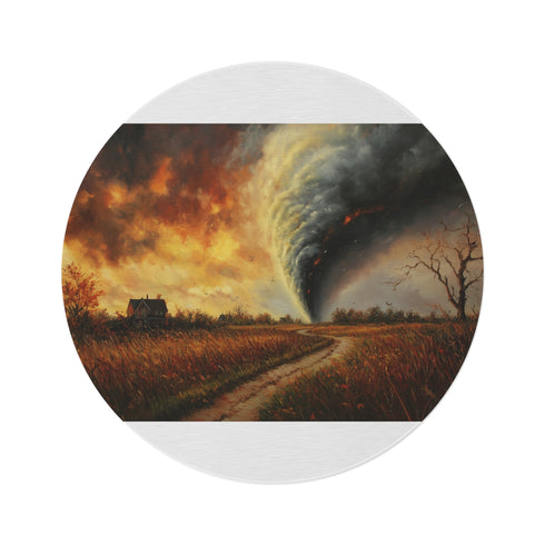"Whirlwind Wonderland: Tornado-Inspired Rug"