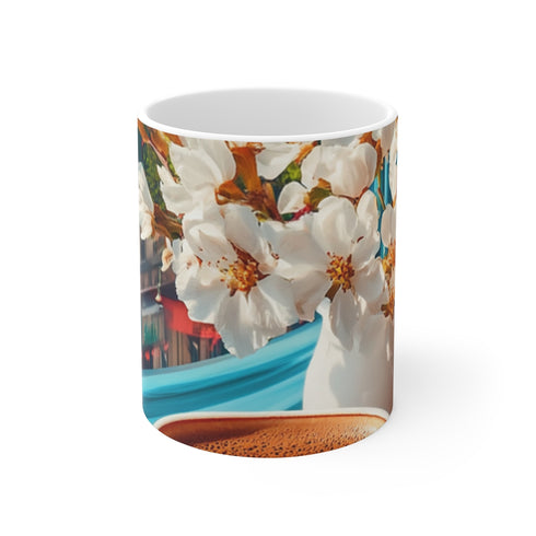 "White Floral Coffee Mug Set"
