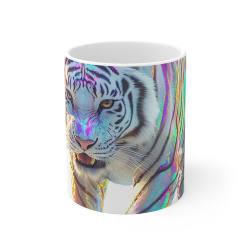 "White Tiger Holographic Mug: Roar in Style!"