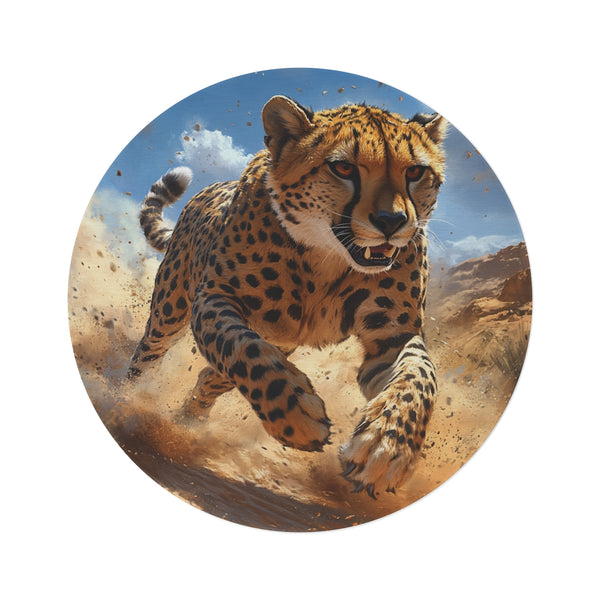 "Wild Cheetah Round Rug: Majestic and Spotted"