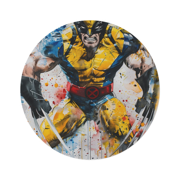 "Wild Wolverine Round Rug: Roar In Style!"
