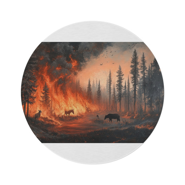 "Wildlife Escape Forest Fire Rug"