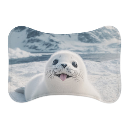 Wildlife Photography Pet Mat: Pure White Baby Harp Seal Design