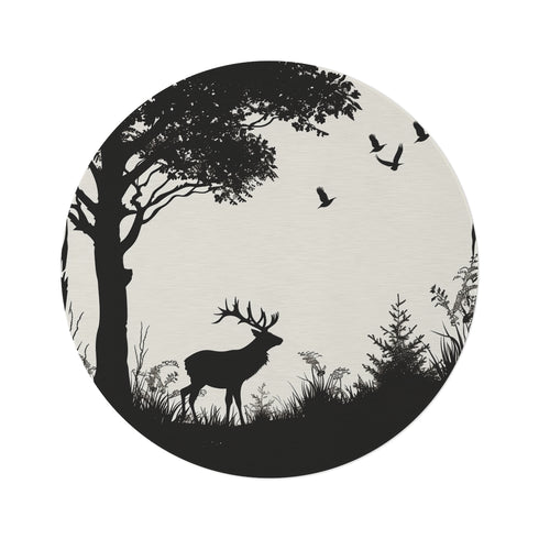 "Wildlife Silhouette Round Rug: Nature-Inspired Beauty"