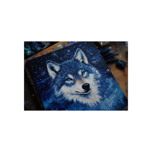Wolf Under Starry Night Sky