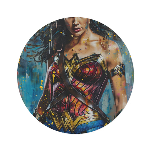 "Wonder Woman Round Rug: Feminine Power for Your Home"