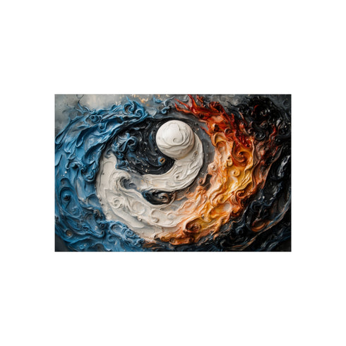 "Yin Yang Waves Fire Artwork"