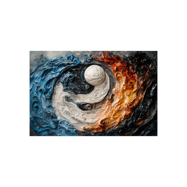 "Yin Yang Waves Fire Artwork"